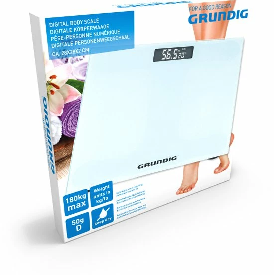 Grundig Weegschaal - Digitale Personenweegschaal - 50 Gram Nauwkeurig - 2 Tot 180 Kilo - Wit 8 Grundig Weegschaal - Digitale Personenweegschaal - 50 Gram Nauwkeurig - 2 Tot 180 Kilo - Wit - Afbeelding 6