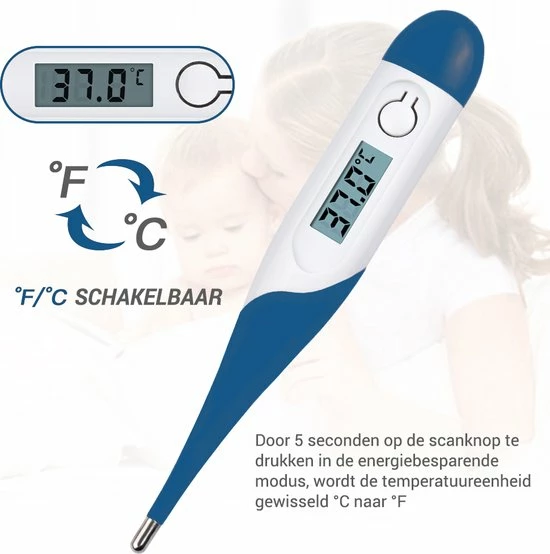 Premium Commerce Thermometer Lichaam - Koortsthermometer Voor Volwassenen - Blauw - Incl. Opbergcase En Handleiding! - Afbeelding 5