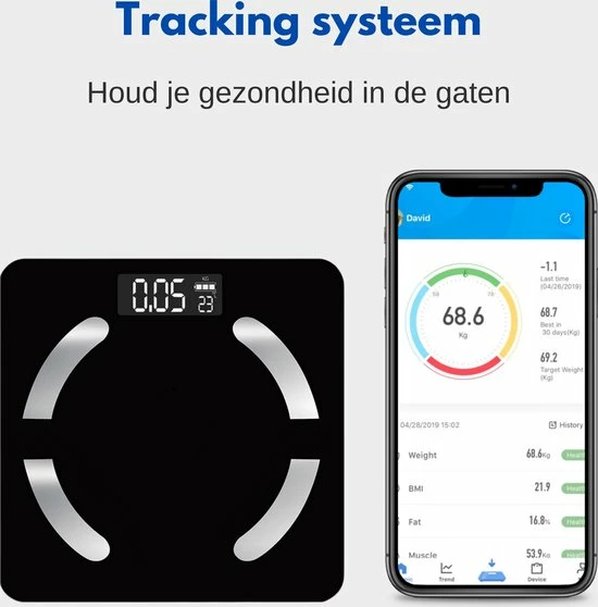 HealthyTech Weegschaal Personenweegschaal - Digitale Weegschaal Met Lichaamsanalyse - 12 Analyses - Afbeelding 8