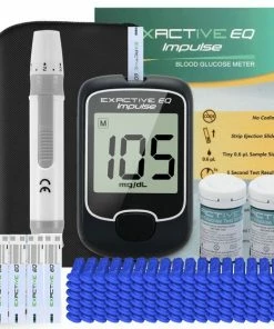 Exactive EQ Impulse Glucosemeter ? Bloedglucosemeter - Startpakket ? Glucosemeter Startpakket - Bloedsuikermeter ? Diabetes Meter ? Glucose Monitor ? Bloedsuikerspiegelmeter ? Teststrips ? Prikpen