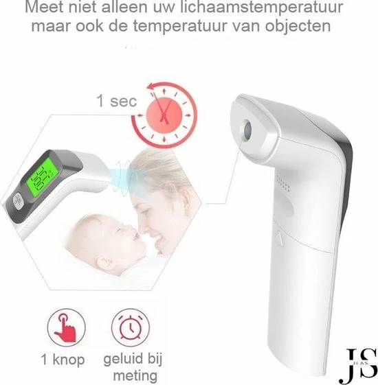 JEAS® - Thermometer Voorhoofd - Koortsthermometer- Infrarood Thermometer - Incl. Batterijen - Afbeelding 8