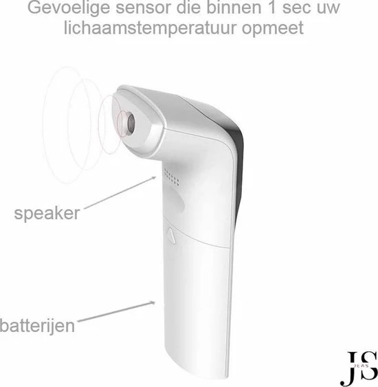 JEAS® - Thermometer Voorhoofd - Koortsthermometer- Infrarood Thermometer - Incl. Batterijen - Afbeelding 3