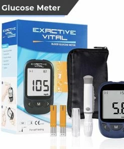 Exactive Vital Glucosemeter Startpakket XL – Bloedsuikermeter – Diabetes Meter – Glucose Monitor – Glucosemeter - Donkerblauw - 60 Teststrips - 60 Lancetten