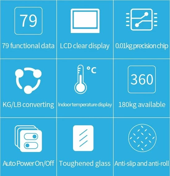 Merkloos Digitale Smart Weegschaal - Personenweegschaal - Met Lichaamsanalyse - USB Oplaadbaar - Met App - Zwart - Afbeelding 3