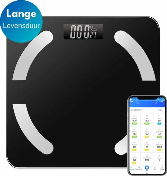 HealthyTech Weegschaal Personenweegschaal - Digitale Weegschaal Met Lichaamsanalyse - 12 Analyses - Afbeelding 9