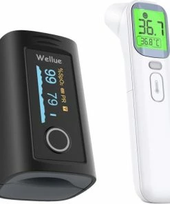 Wellue Saturatie & Thermometer Set - Saturatiemeter - Zuurstofmeter Vinger - Zuurstofmeter - Oximeter - Pulse Oximeter - Saturatiemeter Met Hartslagmeter - Saturatiemeter Best Getest