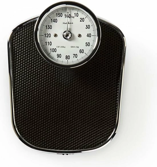 Nedis Personenweegschaal | Analoog | Zwart | Rubber | Antislip Weegplateau | Maximaal Weegvermogen: 160 Kg - Afbeelding 2