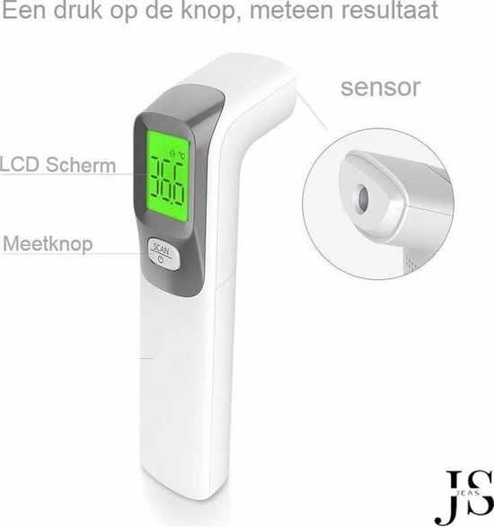 JEAS® - Thermometer Voorhoofd - Koortsthermometer- Infrarood Thermometer - Incl. Batterijen - Afbeelding 2