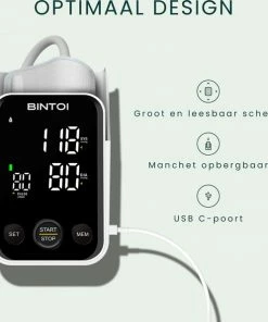 Bintoi® BX400 - Bloeddrukmeter Bovenarm - Hartslagmeter - Incl. Batterijen - 2 Gebruikers -Yunmai Shop 550x596