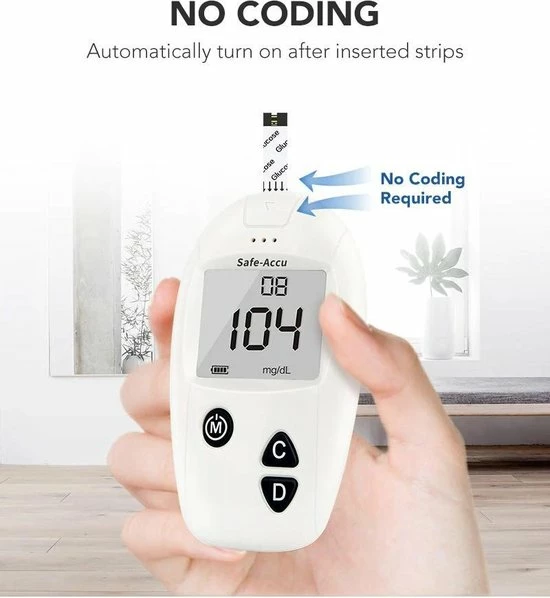 Sinocare Bloedglucose Meter ? Met 100 Test Strips En 100 Lancetten ? Diabetes ? Bloedsuiker Meter ? Bloedglucose Meter - Afbeelding 10
