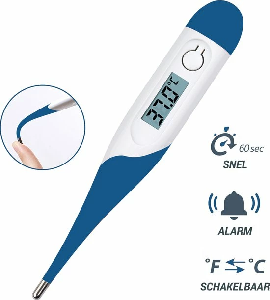 Premium Commerce Thermometer Lichaam - Koortsthermometer Voor Volwassenen - Blauw - Incl. Opbergcase En Handleiding!