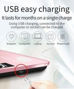 Merkloos Digitale Smart Weegschaal - Personenweegschaal - Met Lichaamsanalyse - USB Oplaadbaar - Met App - Roze -Yunmai Shop 550x614