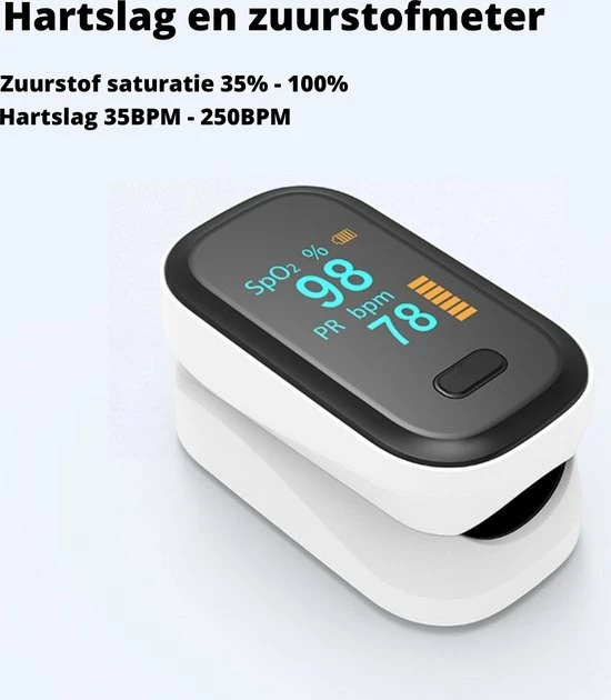 Currero Saturatiemeter - Bloeddrukmeter - Zuurstofmeter Vinger - Best Getest - Wit 5 Currero Saturatiemeter - Bloeddrukmeter - Zuurstofmeter Vinger - Best Getest - Wit - Afbeelding 3