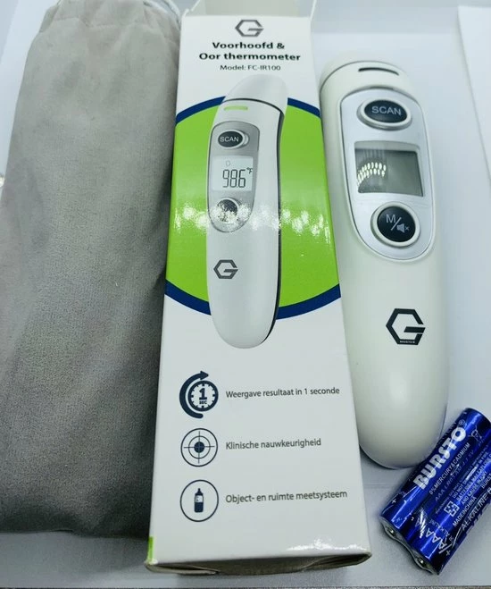 G Master Professionele Digitale Infrarood Oor- / Voorhoofd Thermometer Incl. Batterijen, Nederlandse Handleiding En 20 X Beschermkapjes 5 G Master Professionele Digitale Infrarood Oor- / Voorhoofd Thermometer Incl. Batterijen, Nederlandse Handleiding En 20 X Beschermkapjes - Afbeelding 3