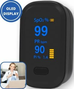 Curify? Medische Saturatiemeter - Zuurstofmeter Vinger Inclusief Hartslagmeter - Pulse Oximeter Met PI Functie