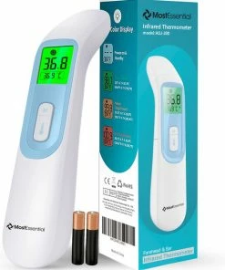MostEssential Premium Koortsthermometer - Infrarood Thermometer - Thermometer Voorhoofd - Oorthermometer - Contactloos - Koortsthermometer Voor Volwassenen, Kinderen En Baby's - 20D