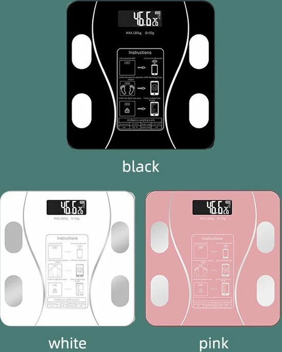 Merkloos Digitale Smart Weegschaal - Personenweegschaal - Met Lichaamsanalyse - USB Oplaadbaar - Met App - Zwart - Afbeelding 7