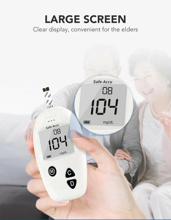 Sinocare Bloedglucose Meter ? Met 100 Test Strips En 100 Lancetten ? Diabetes ? Bloedsuiker Meter ? Bloedglucose Meter - Afbeelding 6