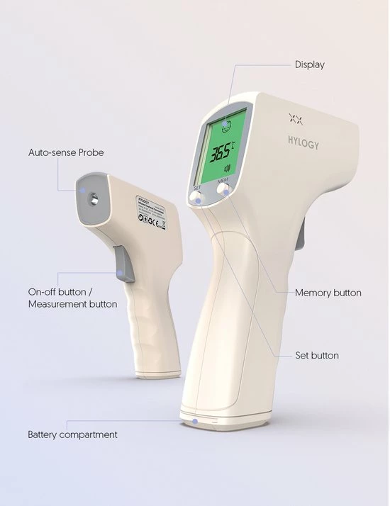HYLOGY Thermometer Voor Volwassenen Digitaal - Infrarood Koortsthermometer Contactloze - Thermometer Lichaam Kinderen - Voorhoofd Thermometer Baby Met Lcd Display - Afbeelding 2
