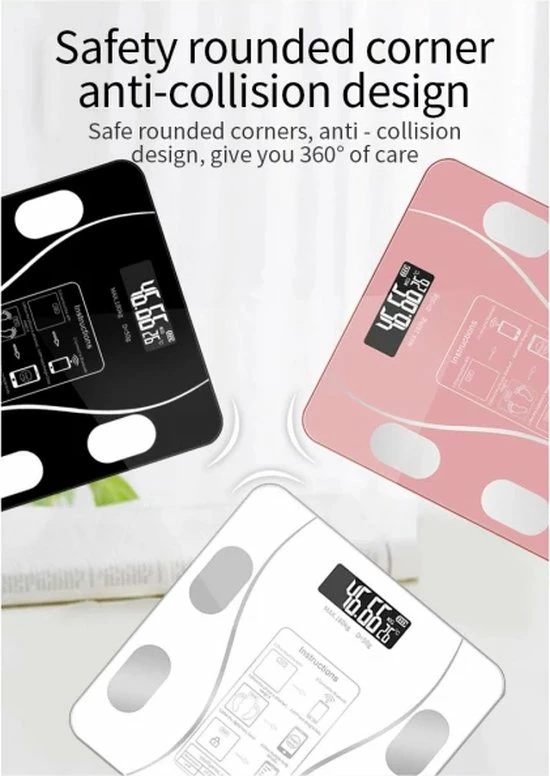 Merkloos Digitale Smart Weegschaal - Personenweegschaal - Met Lichaamsanalyse - USB Oplaadbaar - Met App - Wit - Afbeelding 7